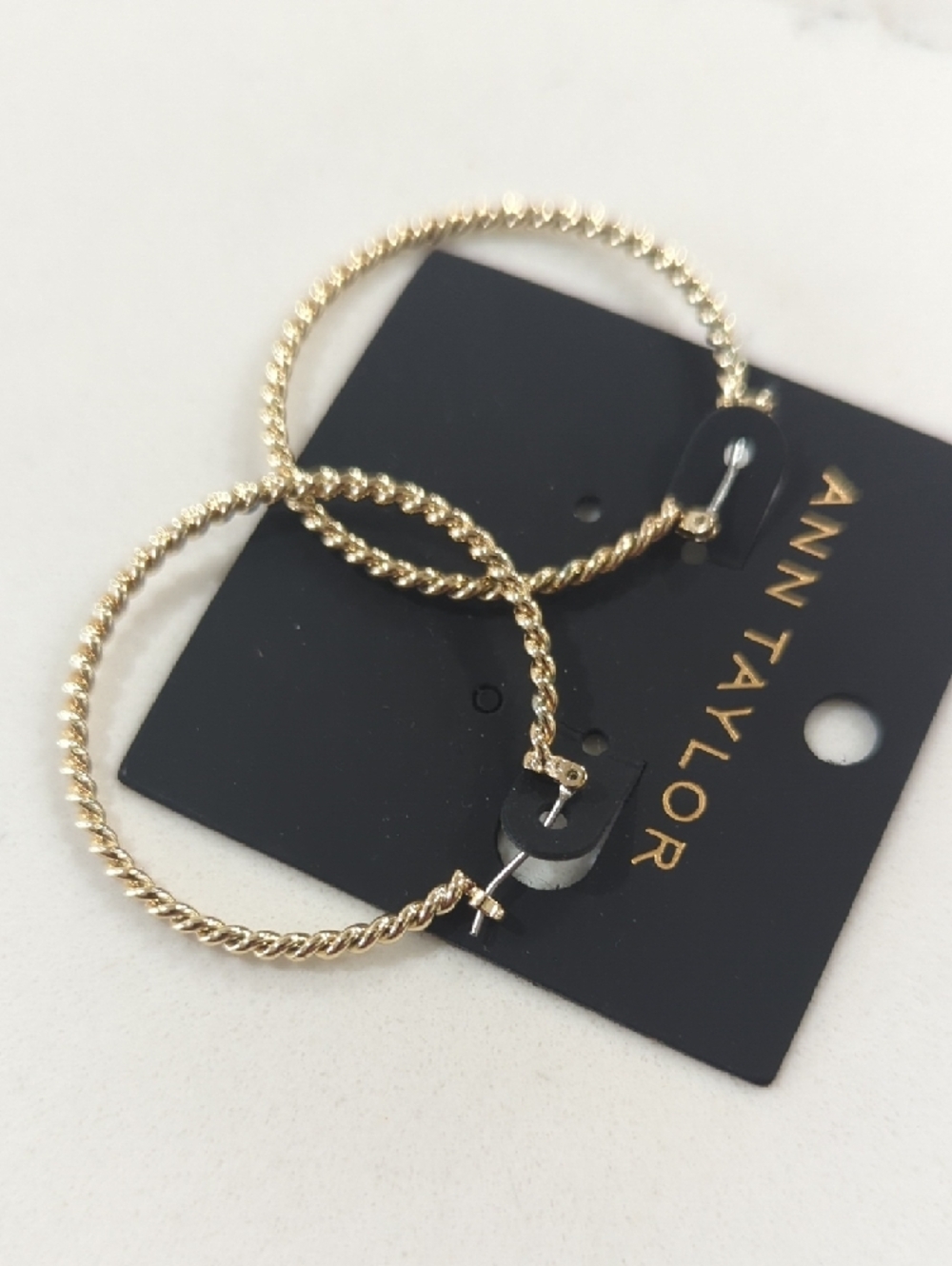 Ann Taylor Gold Twisted Rope Hoop Earrings - Picture 6 of 9
